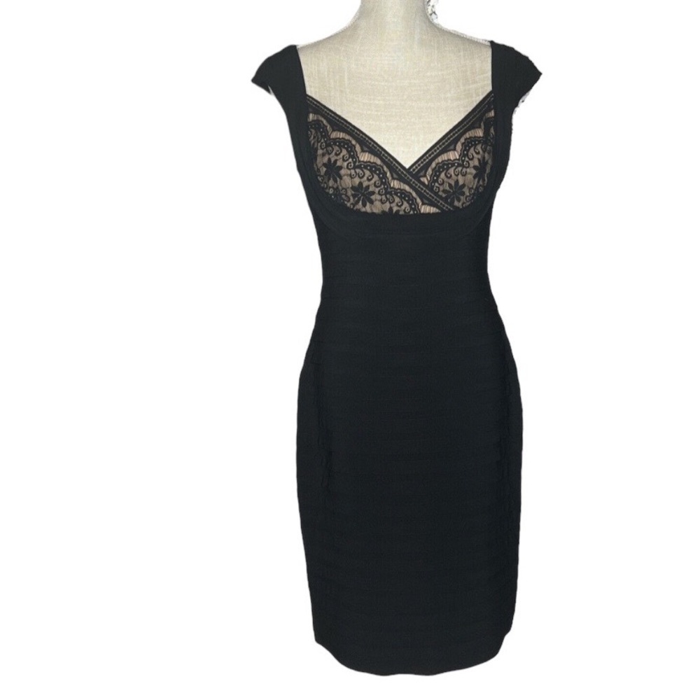 ADRIANNA PAPELL Tiered Lace Dress